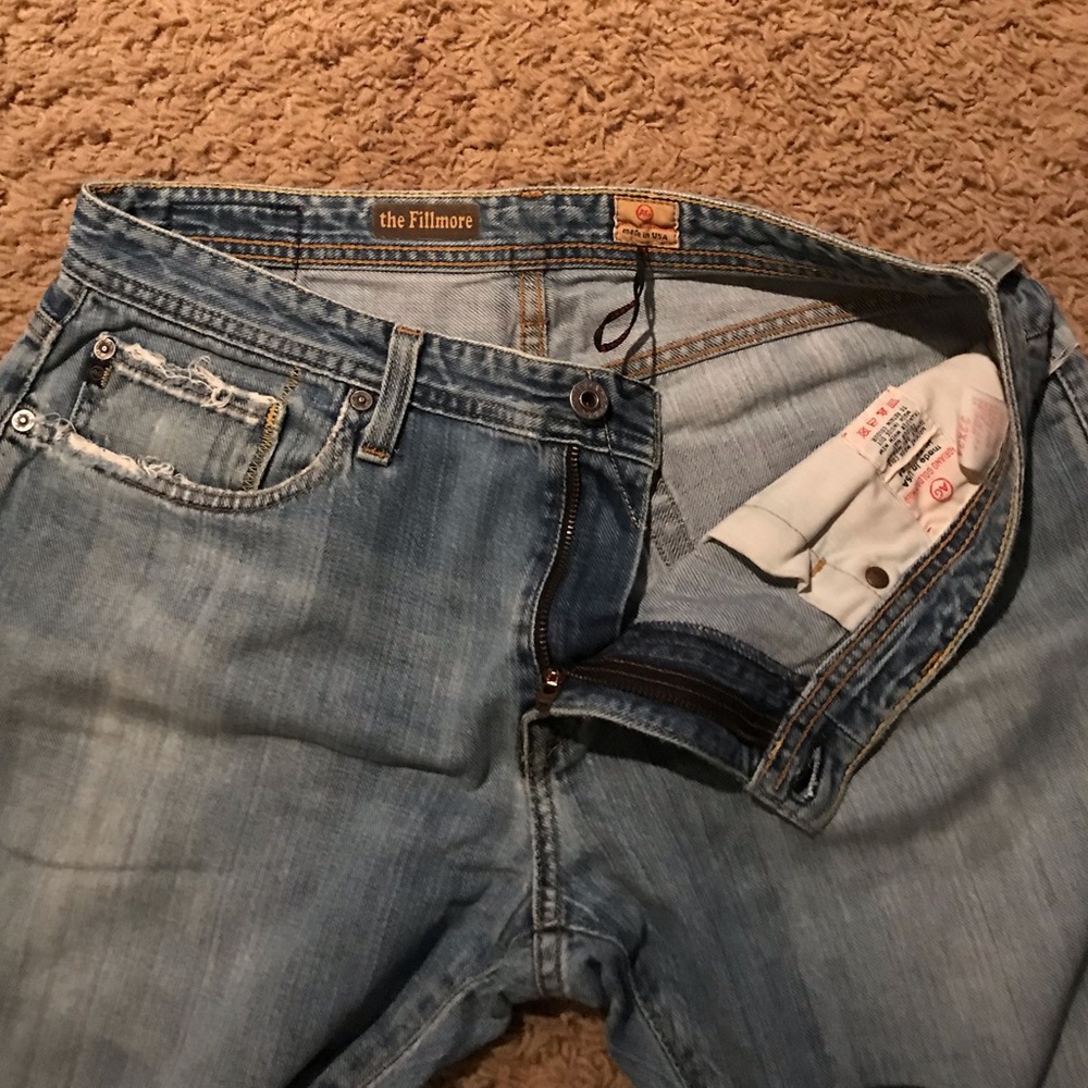 Super Comfortable Distressed AG Adriano Goldschmied “Fillmore” Jeans Men’s sz 33